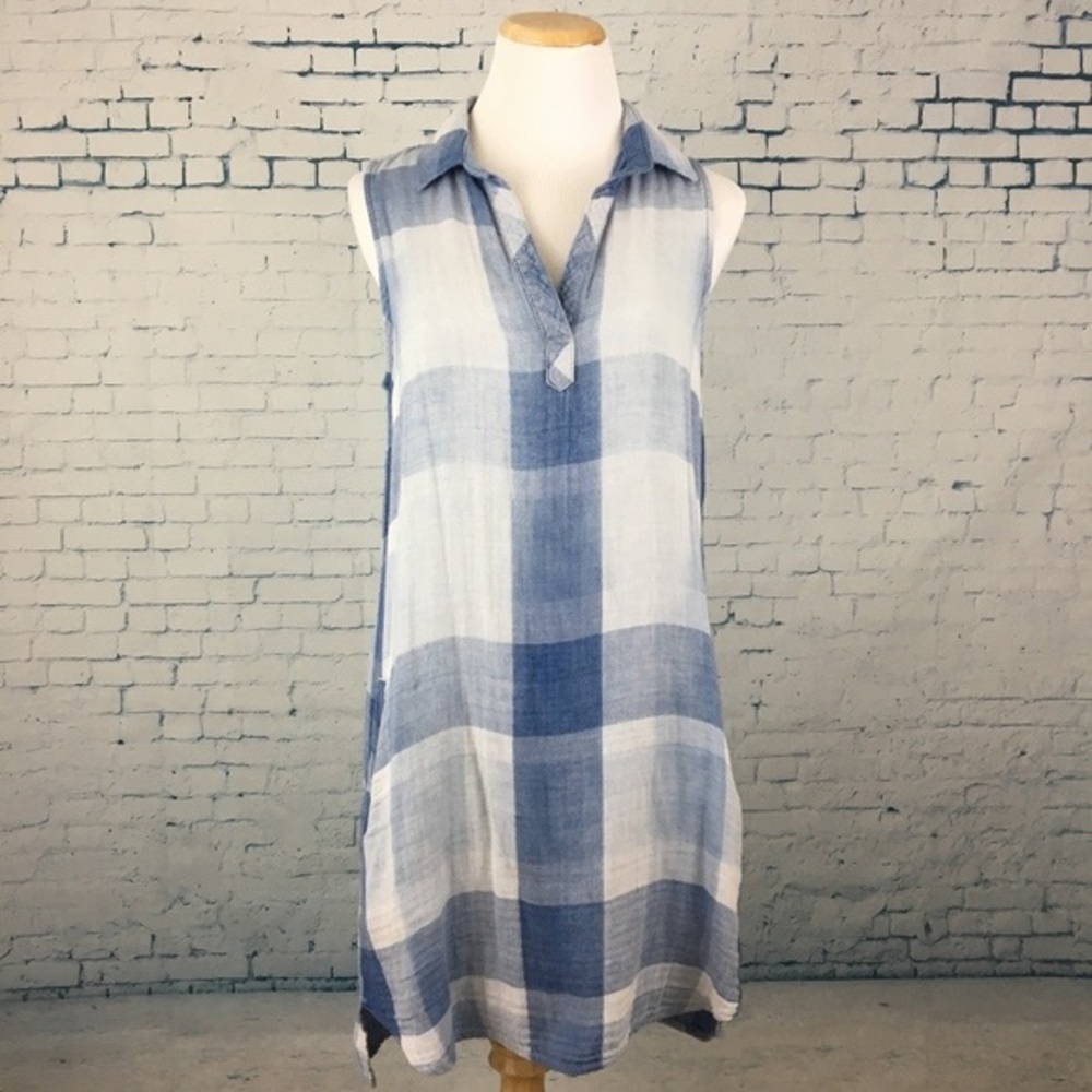 Cloth & Stone faded blue check dress
